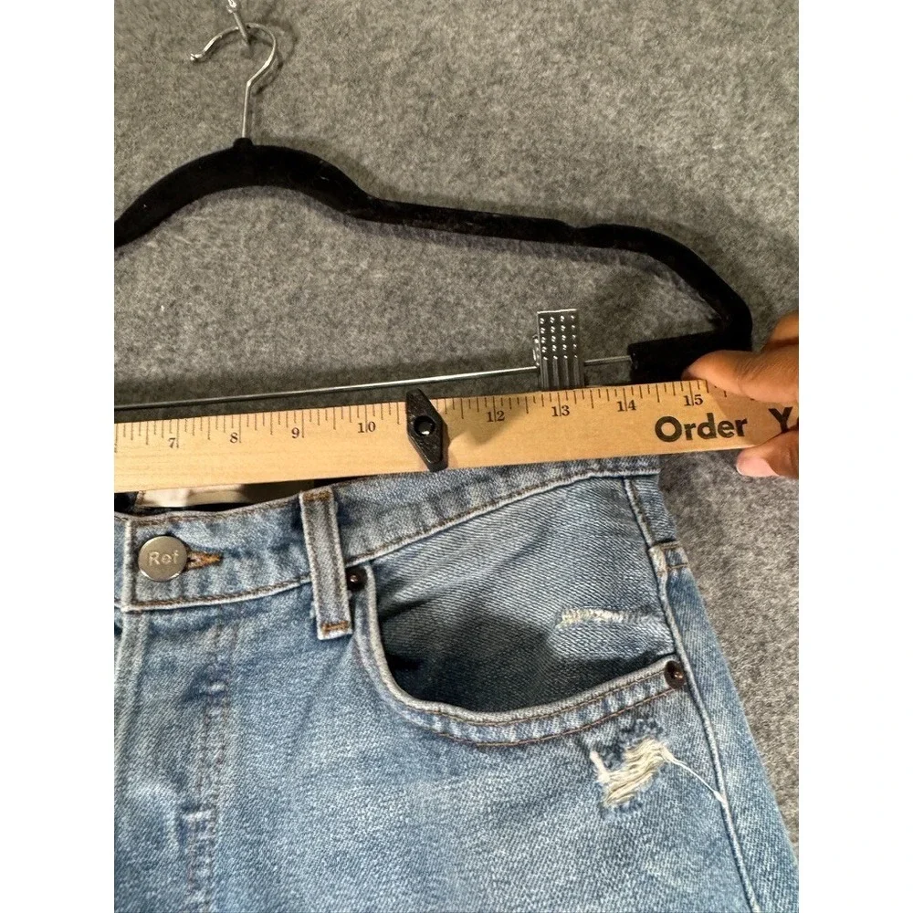 Reformation High Rise Straight Leg Jeans Light‎ Wash Blue Distressed Button Fly
